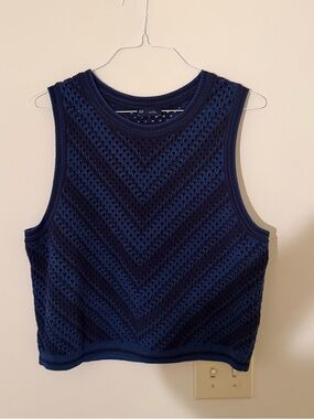 GAP Navy Chevron Knit Sleeveless Sweater Tank/Vest, Size XL NWOT